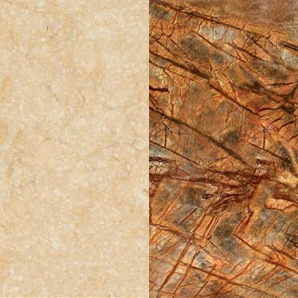 Каминная облицовка Браво Парма Браун прямой материал Bidasar Brown + Giallo Atlantide