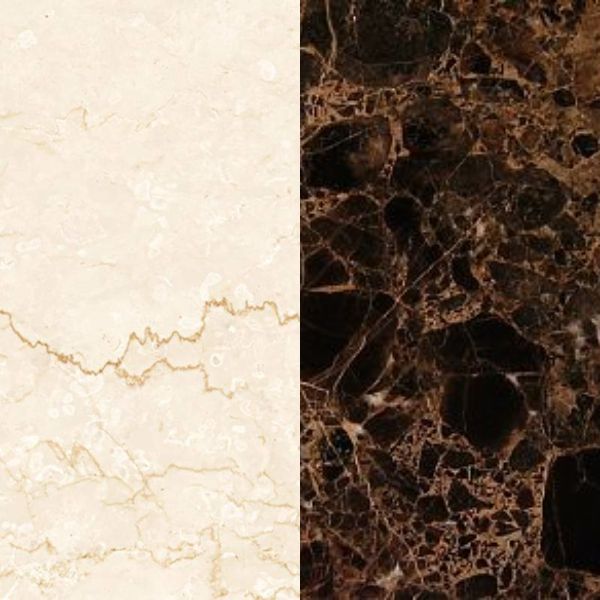 Каминная облицовка БРАВО “Манчестер” материал Polaris + Nero Marquina, Botticino + Emperador Dark